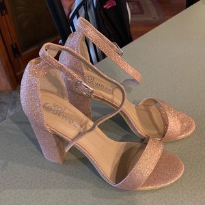 Pink Glitter Block Heels size 7.5